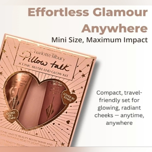 NWT Charlotte Tilbury Pillow Talk Iconic Blush and Glow Kit Mini/Travel Wands - Picture 3 of 15